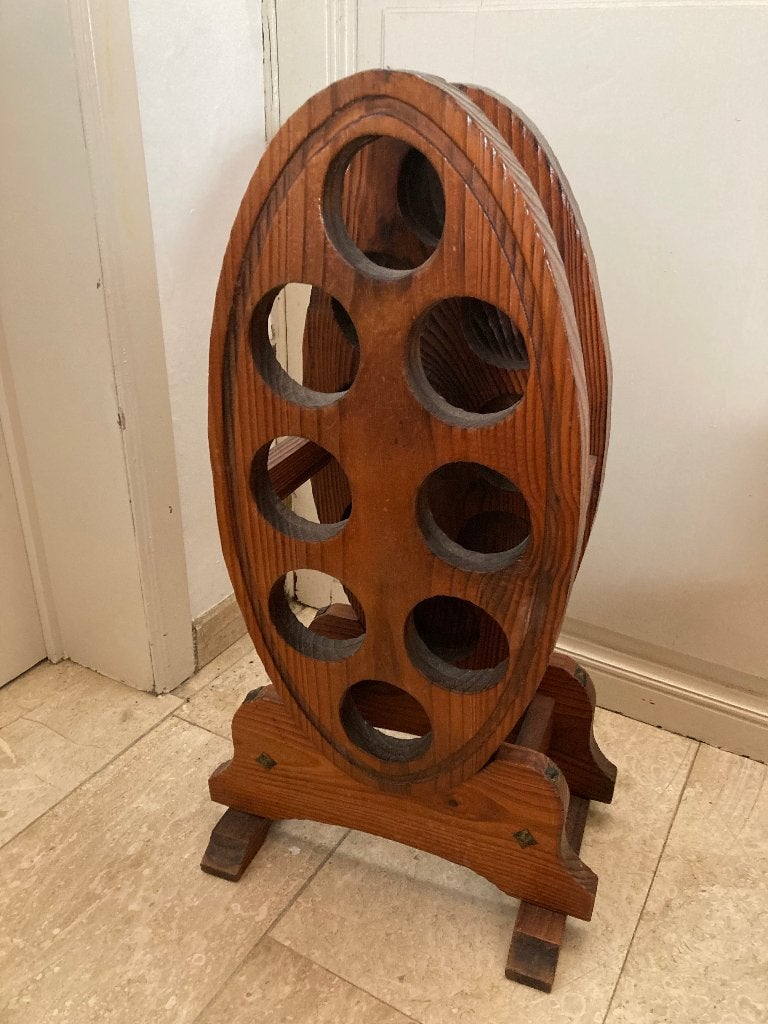 Vintage brutalist wijnrek wijnhouder bar accessoire mancave, Ophalen
