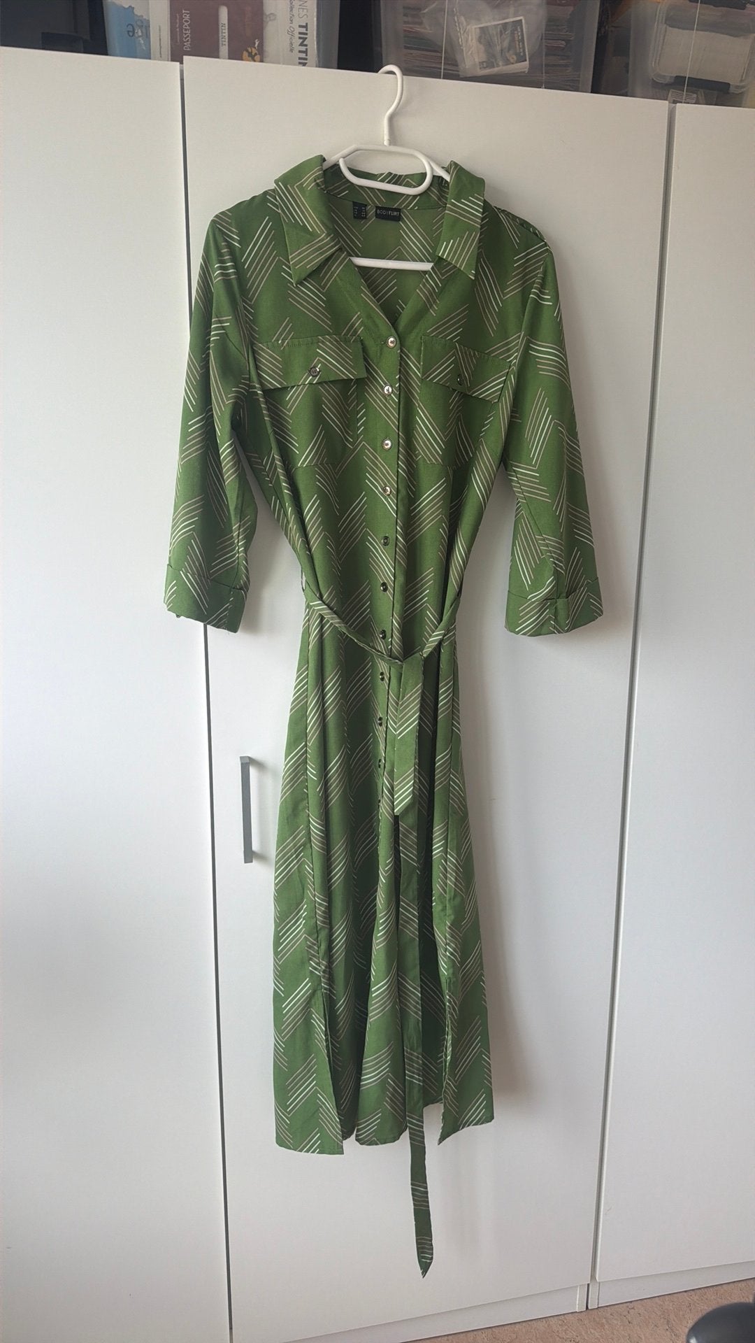 Groen retro kleedje met streep, Taille 38/40 (M), Enlèvement ou Envoi, Comme neuf, Vert