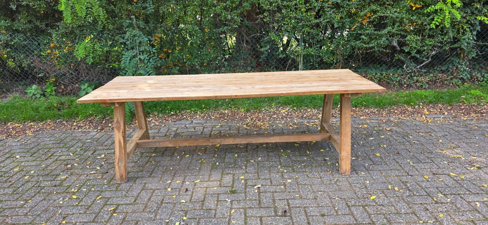 240 cm lange landelijke boerentafel mooi geleefd blad, Ophalen of Verzenden, Gebruikt