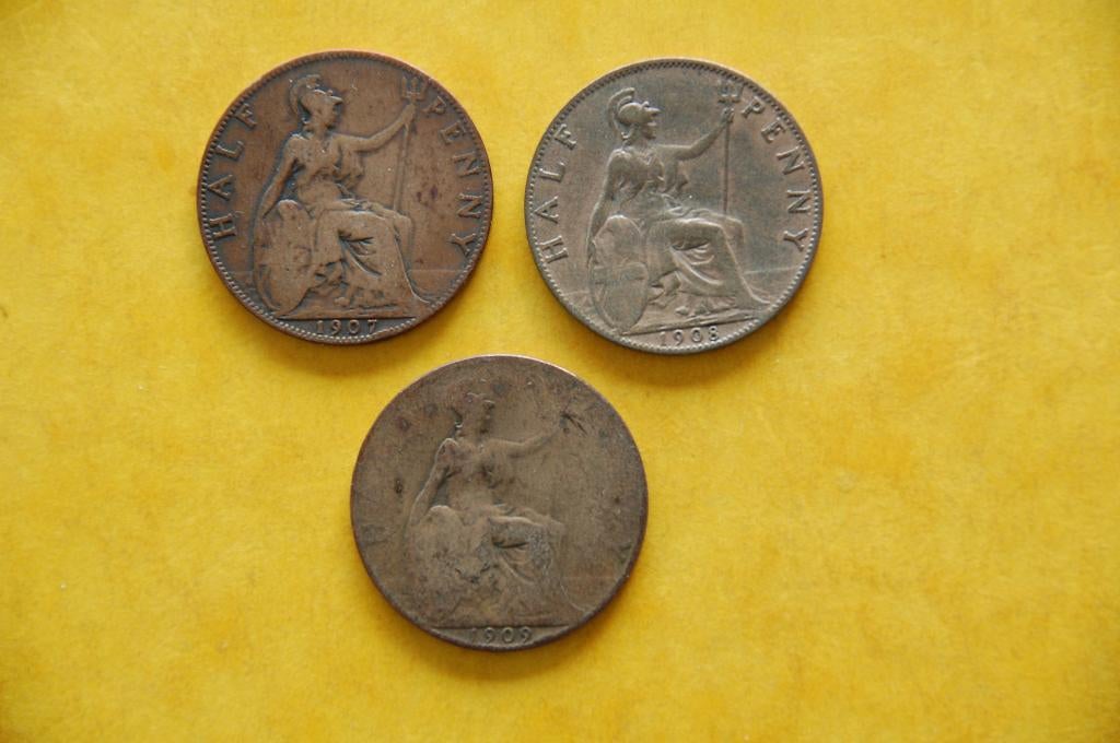 GB : 1/2 Penny EDWARD VII 1907/1908/1909, Verzenden, Setje