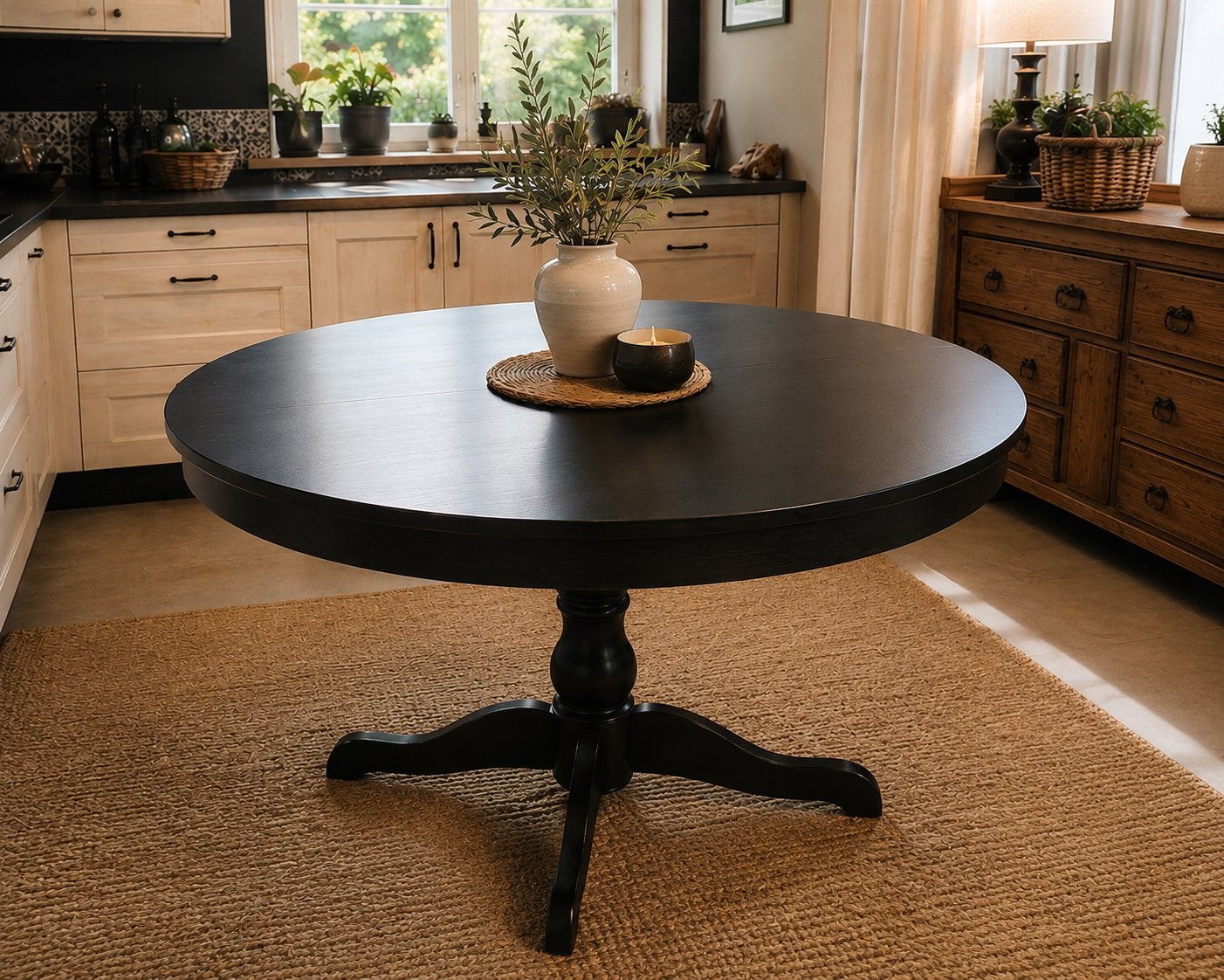 Table ronde extensible IKEA INGATORP noire impeccable, Maison & Meubles, Enlèvement, Comme neuf