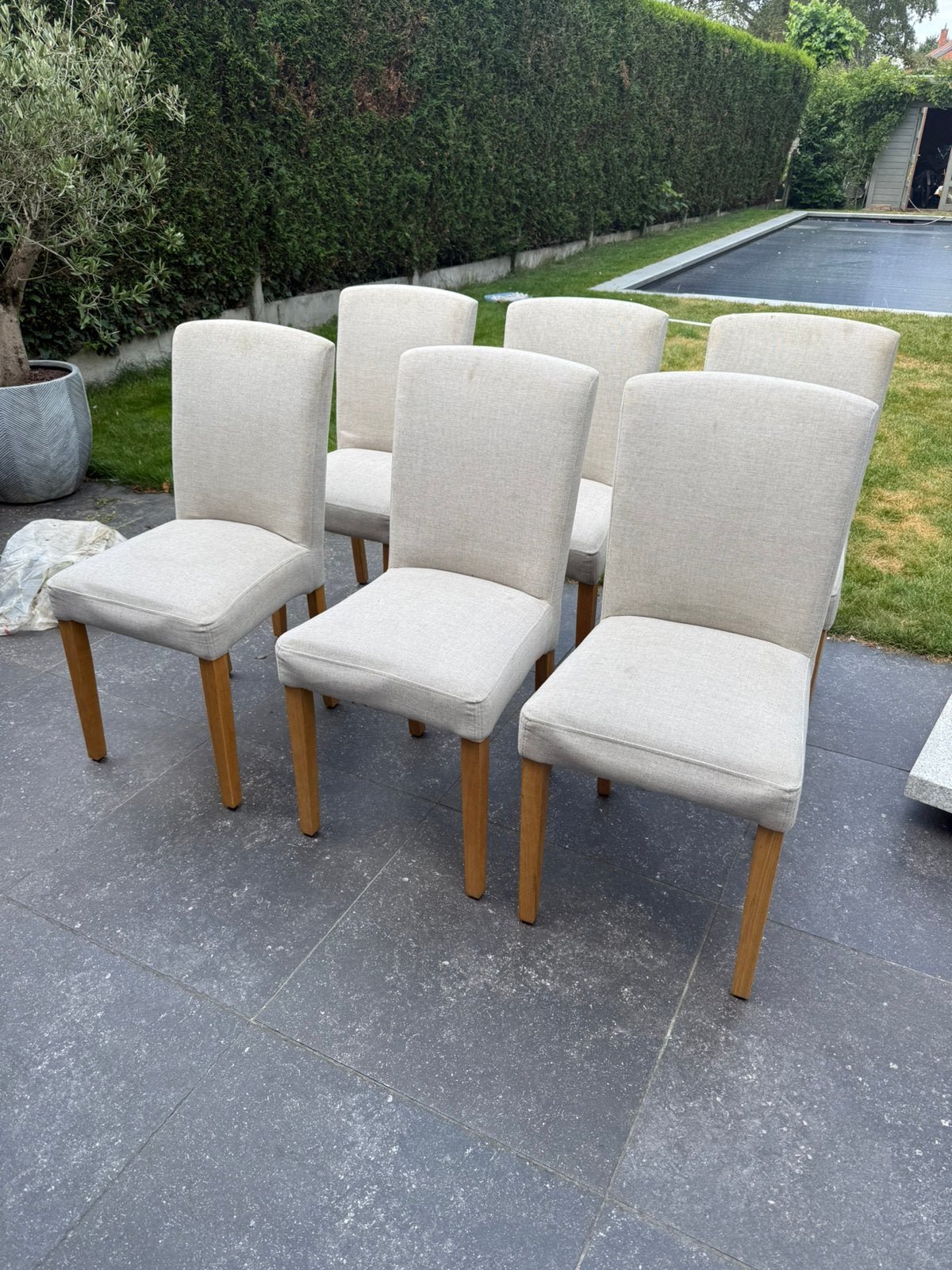 6 stoelen te koop, Enlèvement, Utilisé, Tissus, Cinq, Six Chaises ou plus