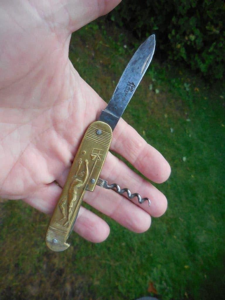 Oud bronzen zakmes Rex Pradels, Ophalen of Verzenden