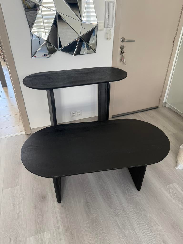 Salontafel en console mangohout zwart, Huis en Inrichting, Ophalen, Zo goed als nieuw