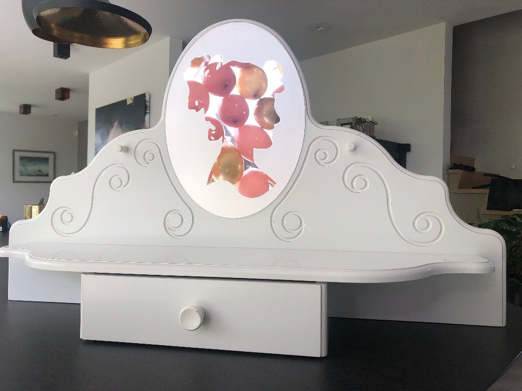 Coiffeuse jeune fille en bois peint en blanc avec miroir, Moins de 100 cm, Comme neuf, Enlèvement, Bois