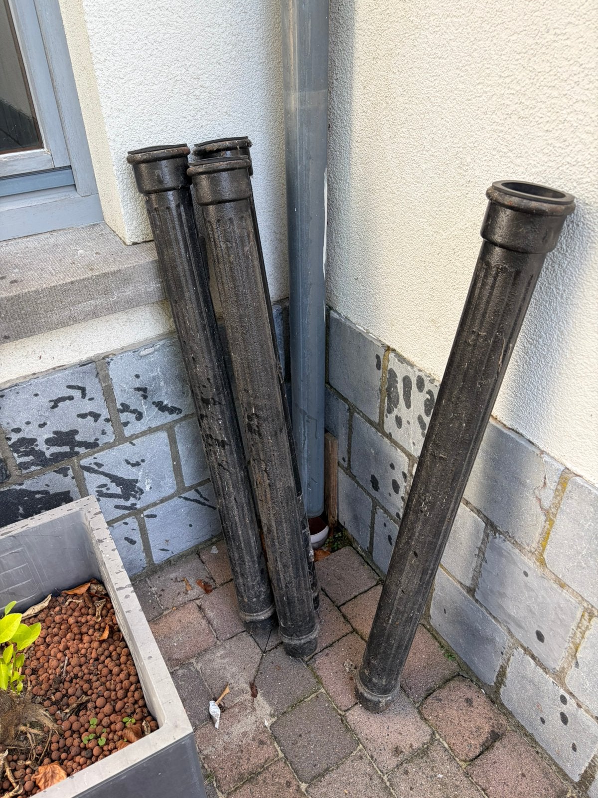 4 oude gietijzeren pijpen, Ophalen, Overige materialen, Gebruikt, Minder dan 2 meter