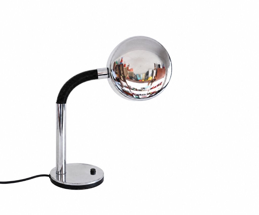 vintage chromen bureaulamp van Hustadt Leuchten 1960, Ophalen of Verzenden, Lamp, Metaal
