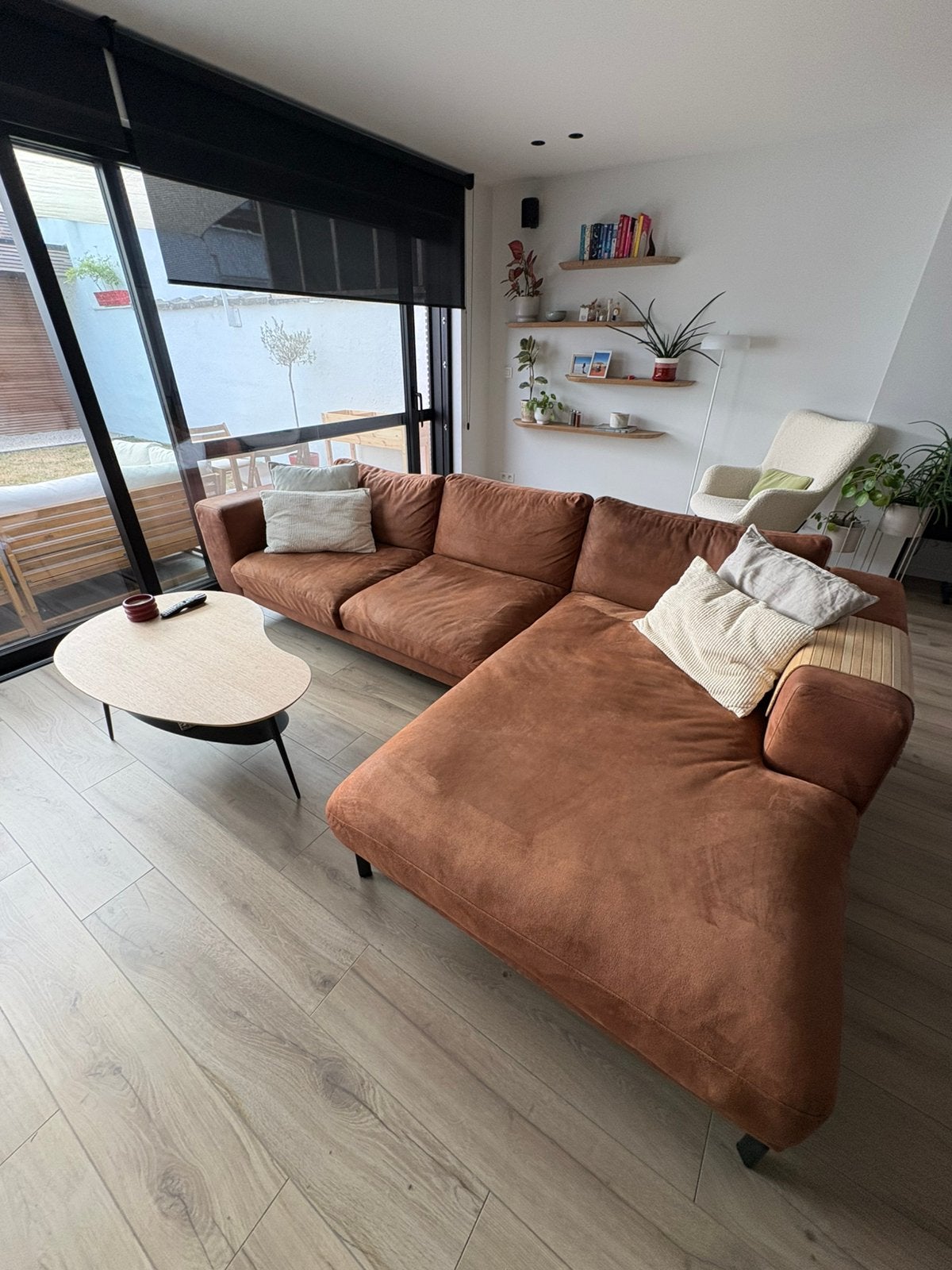 Sofa / zetel cognac suede, Ophalen, Zo goed als nieuw