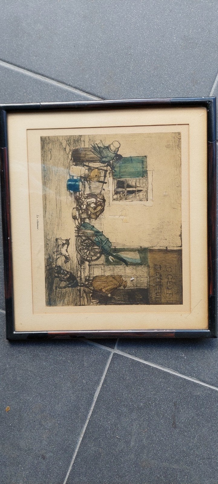 Kader met tekening ambacht., Ophalen, Tekening