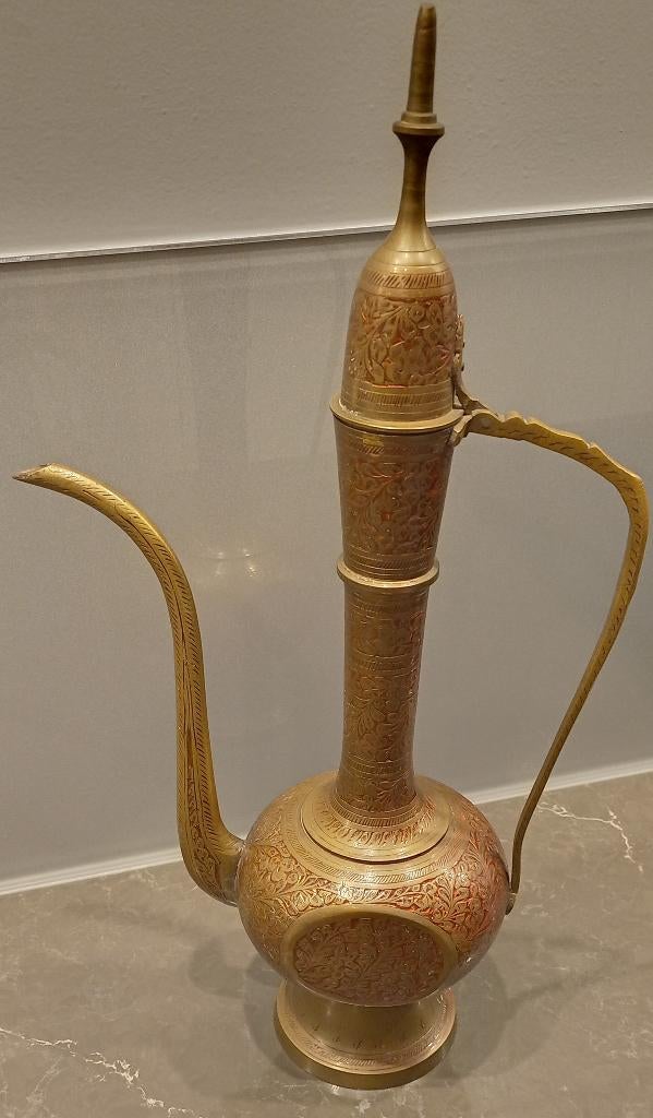 Indiase hoge theekan Dallah, Antiek en Kunst, Antiek | Brons en Koper, Ophalen, Brons