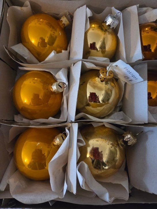 12 boules de Noël vintage en verre., Enlèvement ou Envoi, Utilisé
