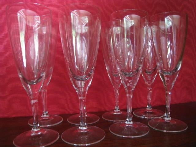 8 kristallen champagneglazen, hoogte 16cm, perfekte staat !!, Antiek en Kunst, Ophalen