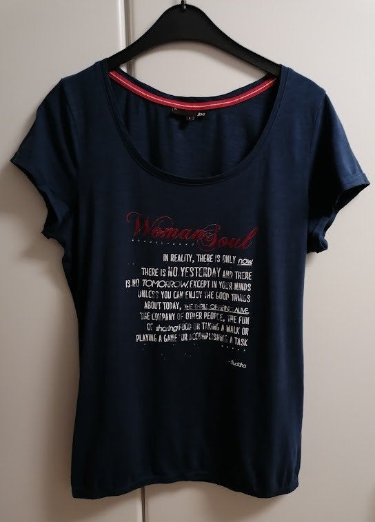 Blauw T-shirt "Woman Soul", L, Kleding | Dames, T-shirts, Ophalen of Verzenden, Zo goed als nieuw, Blauw