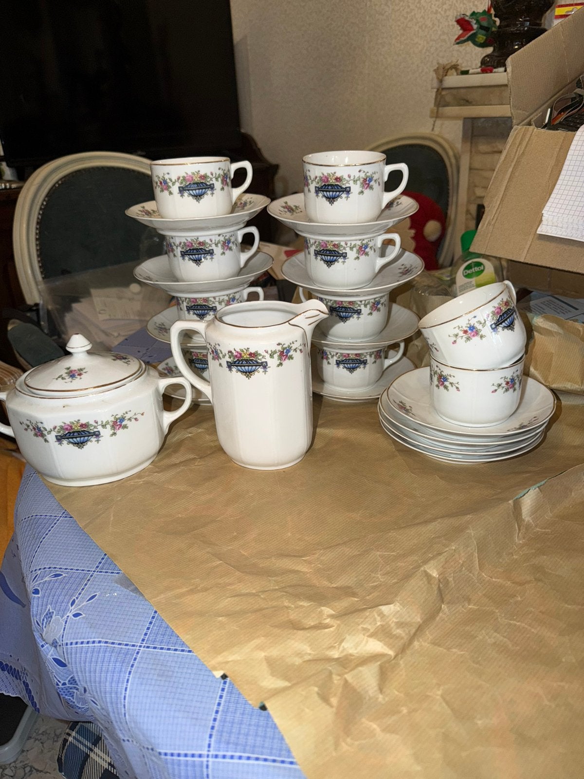 Service à café ancien en porcelaine – 25 pièces, Enlèvement ou Envoi