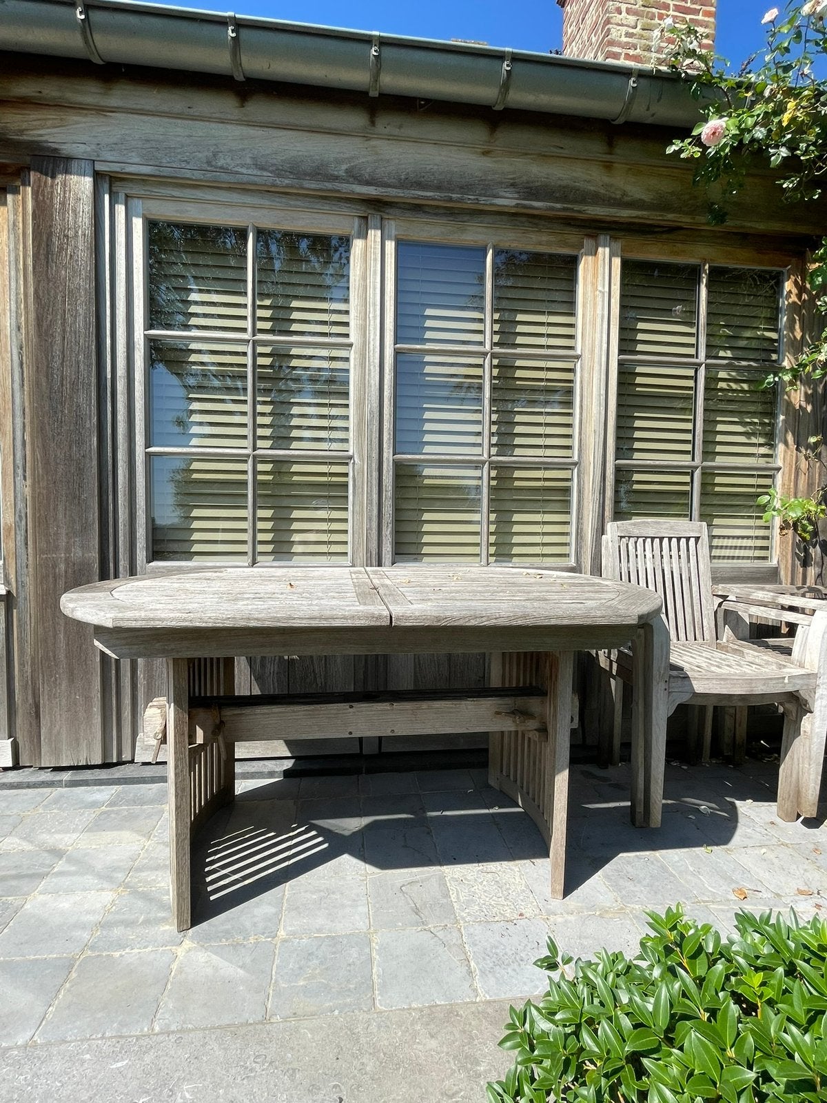 Table de jardin et 6 chaises de jardin - teck, Jardin & Terrasse, Enlèvement, Utilisé, Ovale, Bois de teck