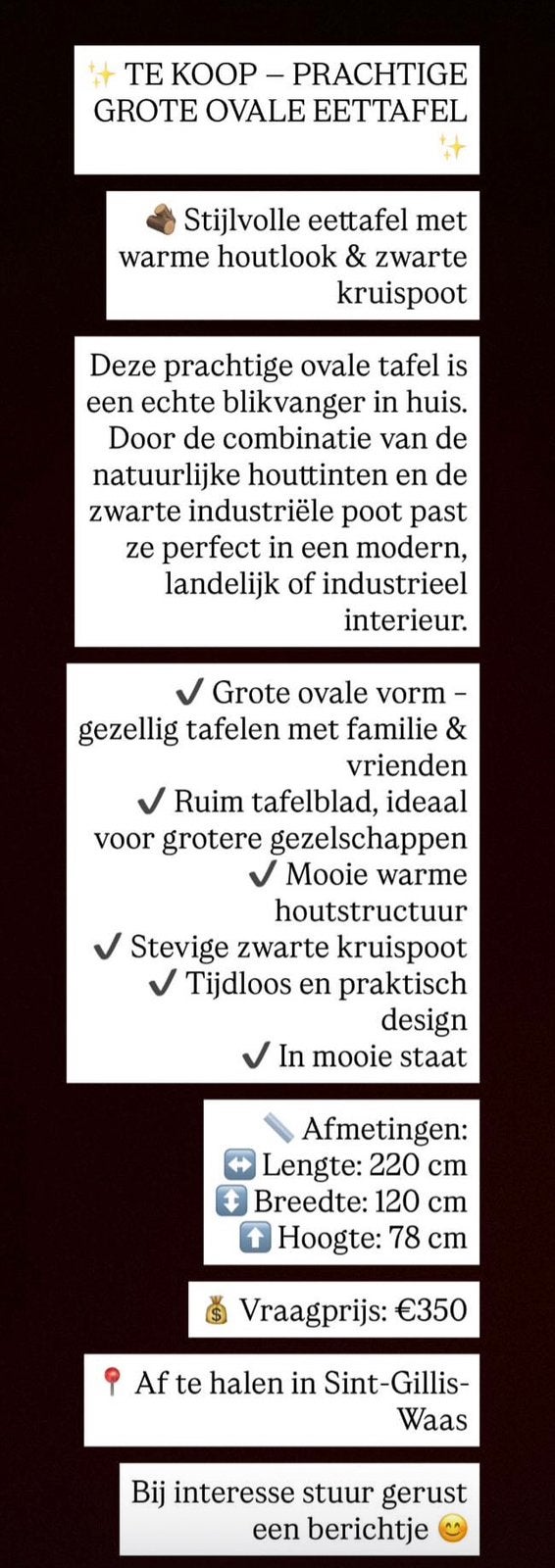 Grote ovale eettafel, Huis en Inrichting, Tafels | Eettafels, Ophalen, 100 tot 150 cm, Teakhout, 200 cm of meer