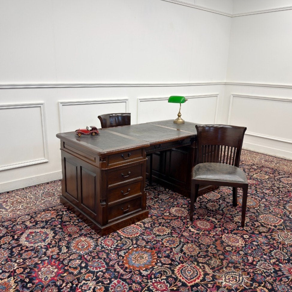 Klassiek Engelse Chesterfield Bureau Partnerdesk Set, Enlèvement ou Envoi