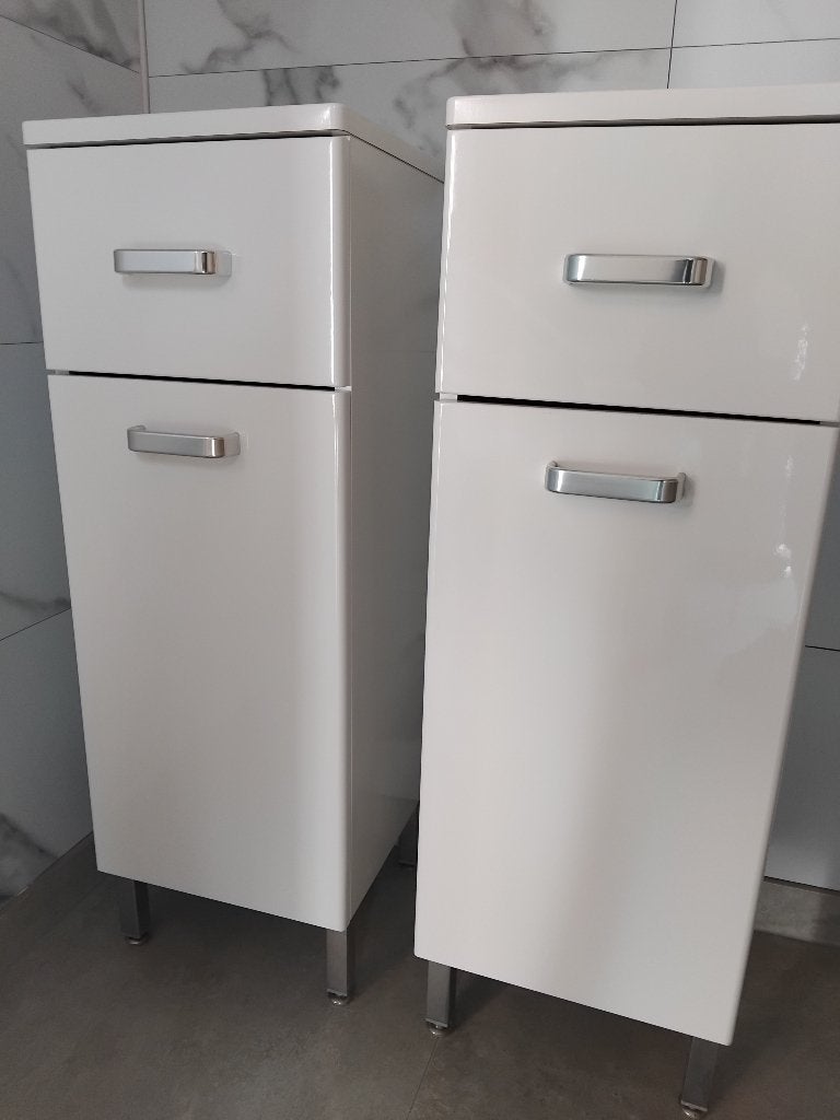 Badkamerkastjes wit hoogglans, Huis en Inrichting, Badkamer | Badkamermeubels, Zo goed als nieuw, Overige typen, Minder dan 100 cm