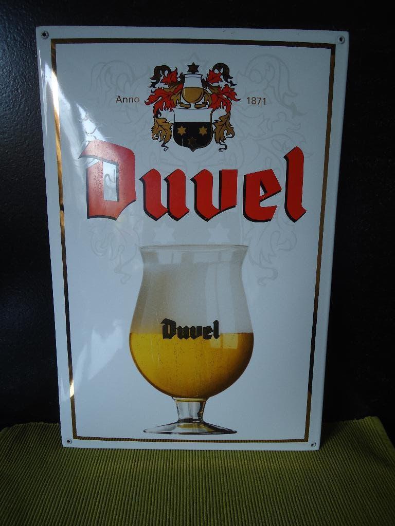 Duvel-Mooorgat : Duvel emaille bord afm.30x44,5cm, Verzamelen, Ophalen of Verzenden, Gebruikt, Reclamebord, Plaat of Schild, Duvel
