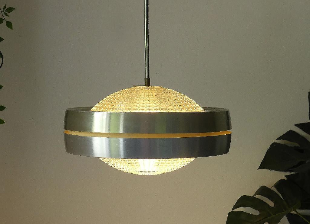 Zeldzame Hanglamp Vintage Lamp RAAK NL Jaren 60 70 UFO, Ophalen, Glas