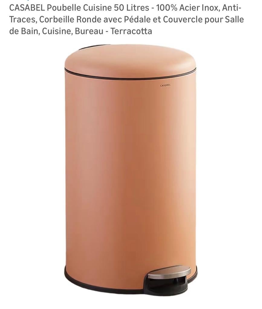 Poubelle neuve 50l, Neuf, Inox, À pédale, 40 litres ou plus