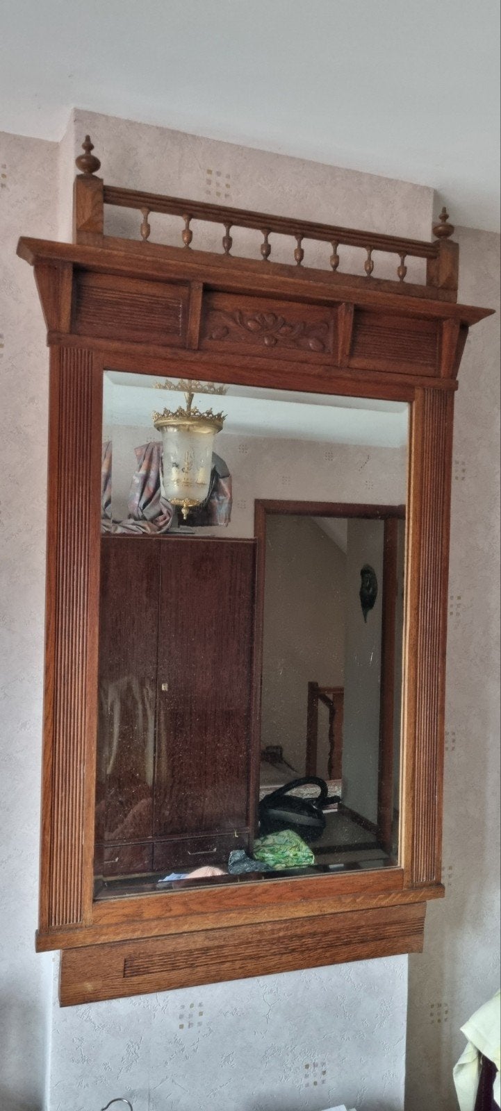 Grand miroir mural dans un magnifique cadre en bois ancien, Enlèvement
