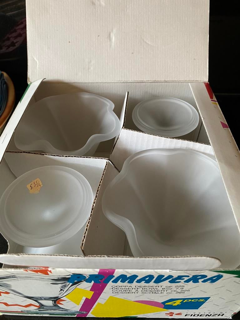 4 nieuwe glazen ijscoupes, Ophalen of Verzenden, Nieuw, Glas
