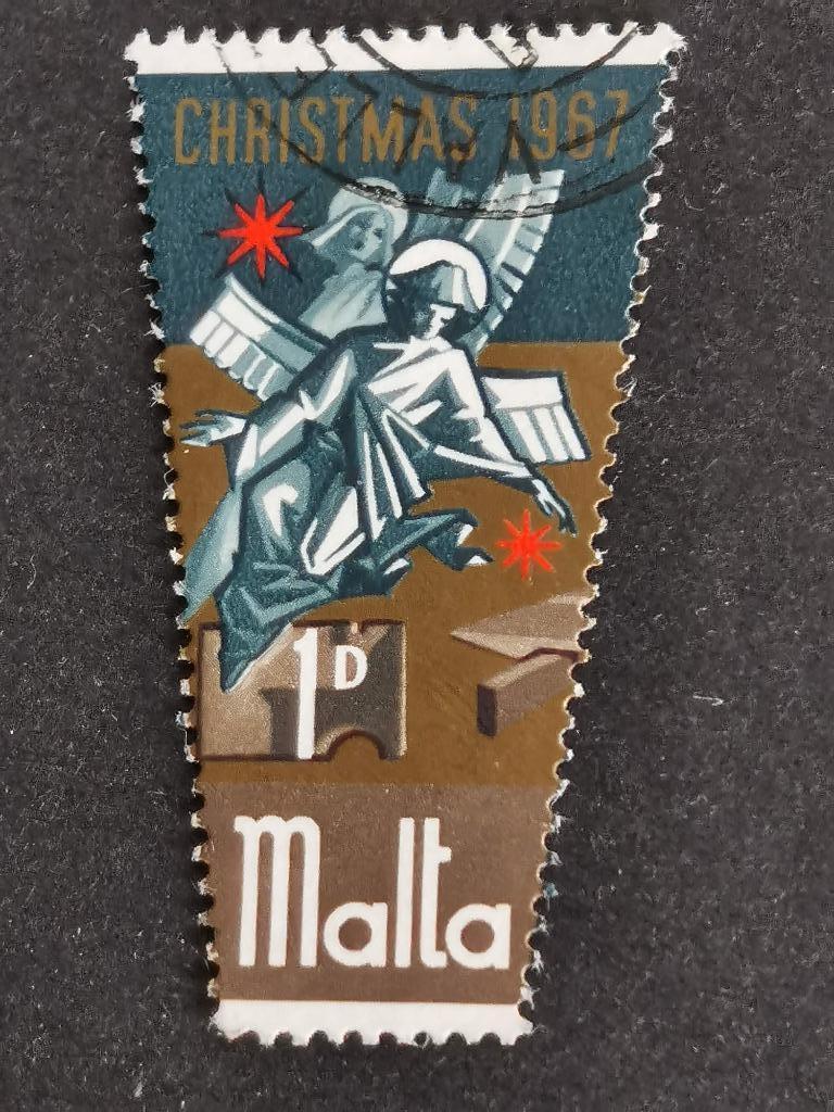 Malte 1967 - Noël - ange, Enlèvement ou Envoi, Malte, Affranchi