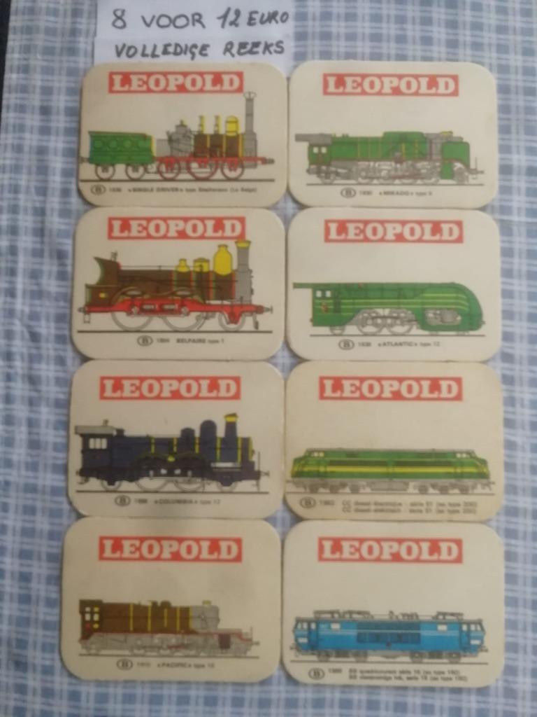 Volledige reeks bierviltjes Leopold locomotief treinen €12, Verzamelen, Ophalen of Verzenden, Viltje(s)