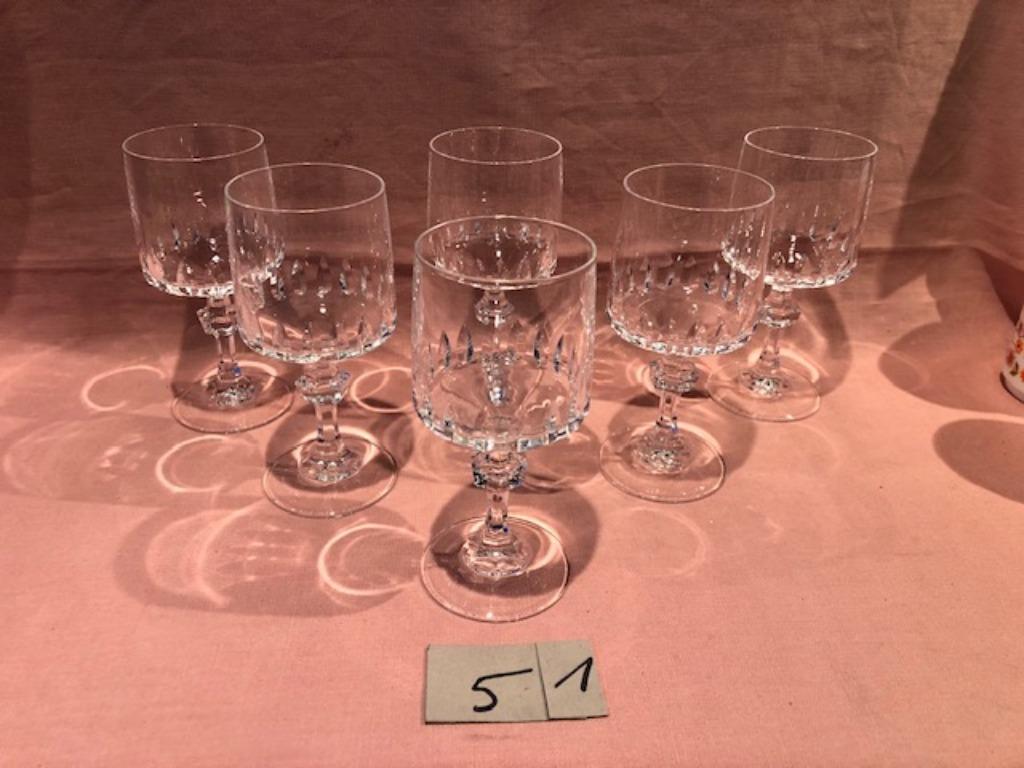 6 kristallen waterglazen op voet, Antiek en Kunst, Ophalen of Verzenden