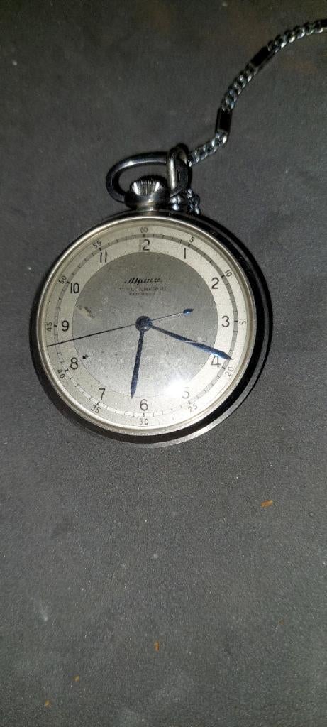 Alpina vintage zakhorloge – Zwitsers – met ketting, Verzamelen, Ophalen of Verzenden, Overige typen