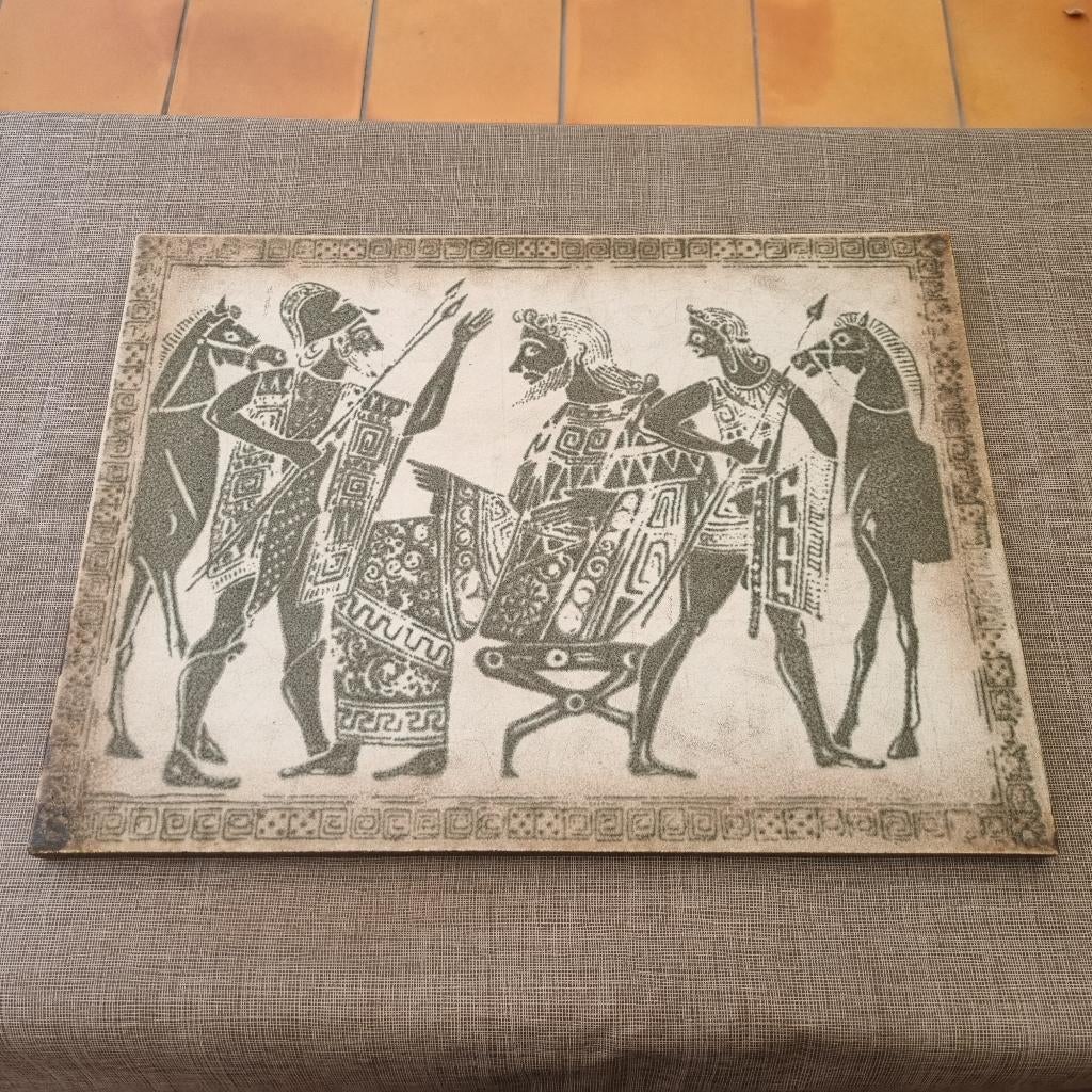 Stenen plaquette / tegel met Griekse mythologische scene, Antiquités & Art, Enlèvement