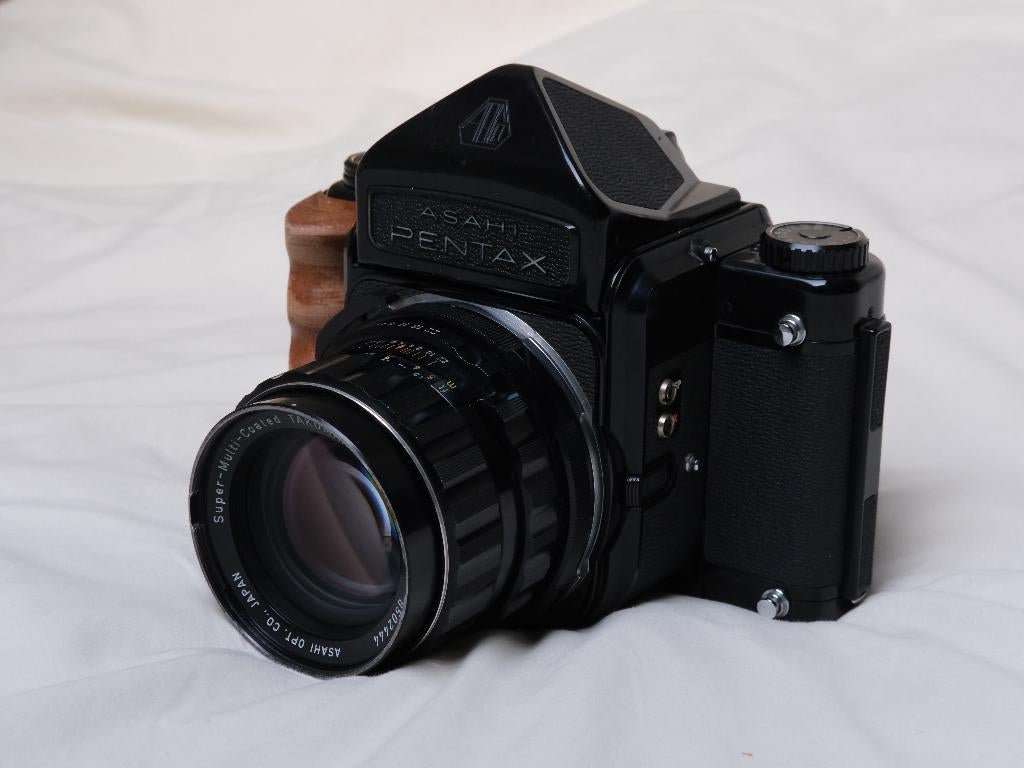 Pentax 6x7 MLU + Takumar 105mm f/2.4 SMC + accessoires, Ophalen of Verzenden, Zo goed als nieuw, Spiegelreflex, Pentax