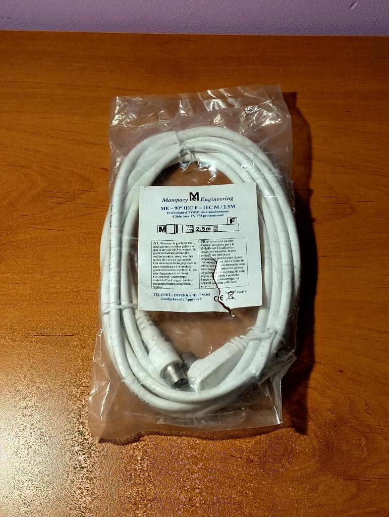 1 câble coax tv/fm pro ME 90 iec f - iec m / 2,5m ME, Enlèvement, Neuf, 2 à 5 mètres, Câble coaxial