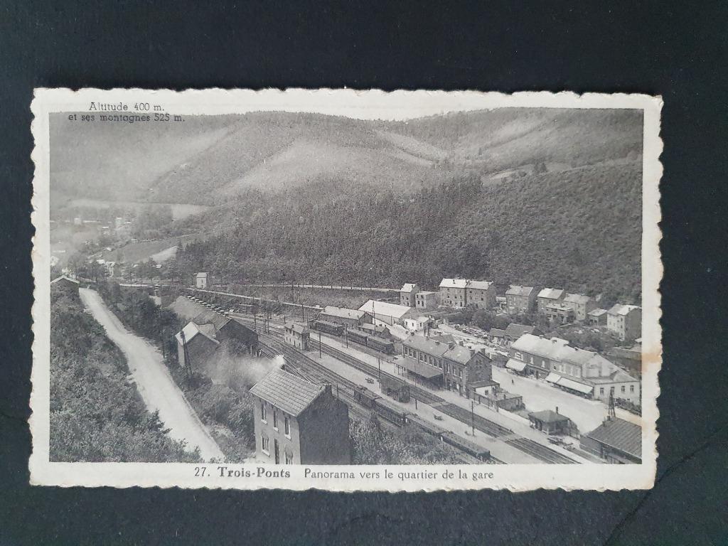Trois-Ponts Panorama vers le quartier de la gare, Verzamelen, Postkaarten | België, Gelopen, Luik, 1920 tot 1940, Ophalen of Verzenden