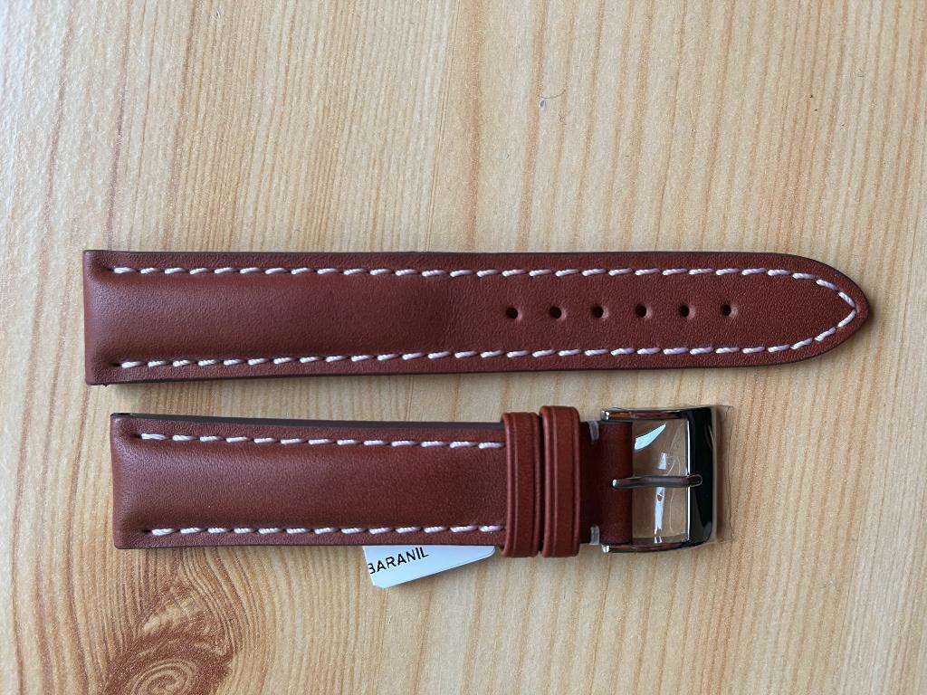 Bracelet de montre 20-18mm Watchgecko Ostend Baranil Cognac, Autres marques, Enlèvement ou Envoi, Cuir, Autres matériaux