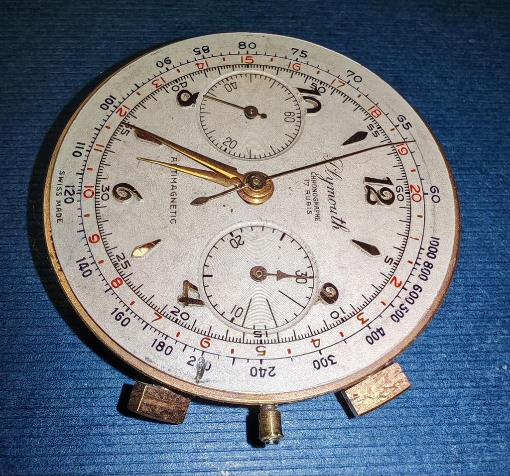 cadran de montre chronographe Plymouth vintage, Enlèvement ou Envoi