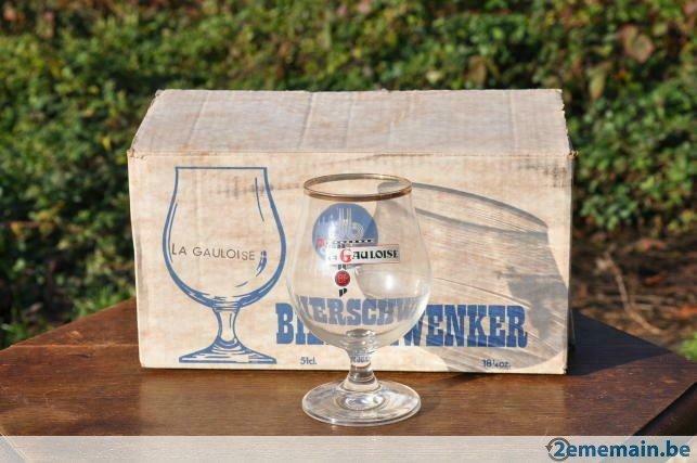 6 verres a bière neuf sur pied la gauloise, Ophalen of Verzenden, Nieuw, Glas of Glazen