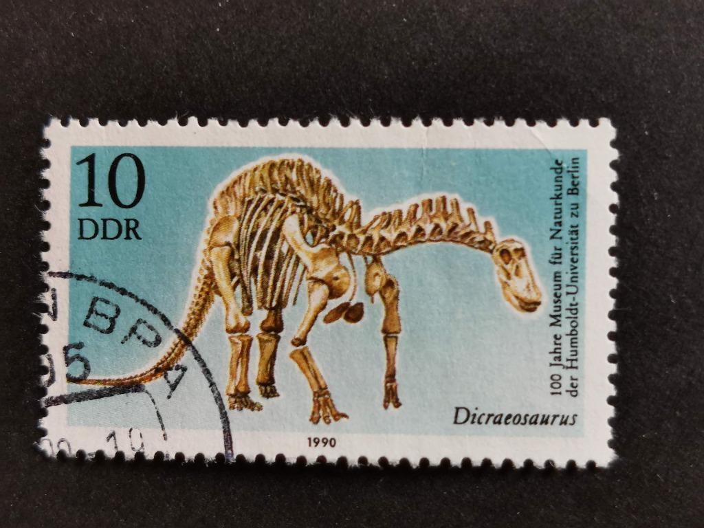 DDR 1990 -  	dinosaurus Dicraeosaurus hansemanni, Postzegels en Munten, Ophalen of Verzenden, DDR, Gestempeld