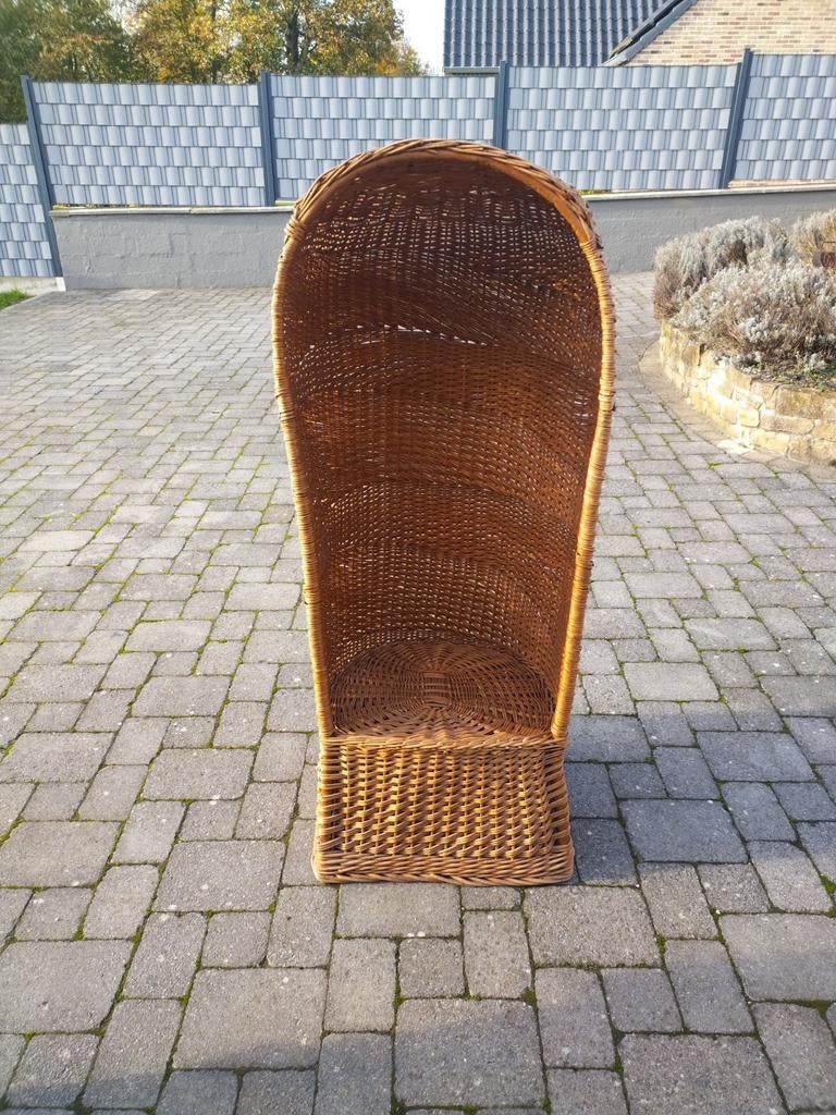 Chaise haute en osier vintage – style naturel & déco bohème, Osier ou Rotin, Comme neuf, Brun, Enlèvement