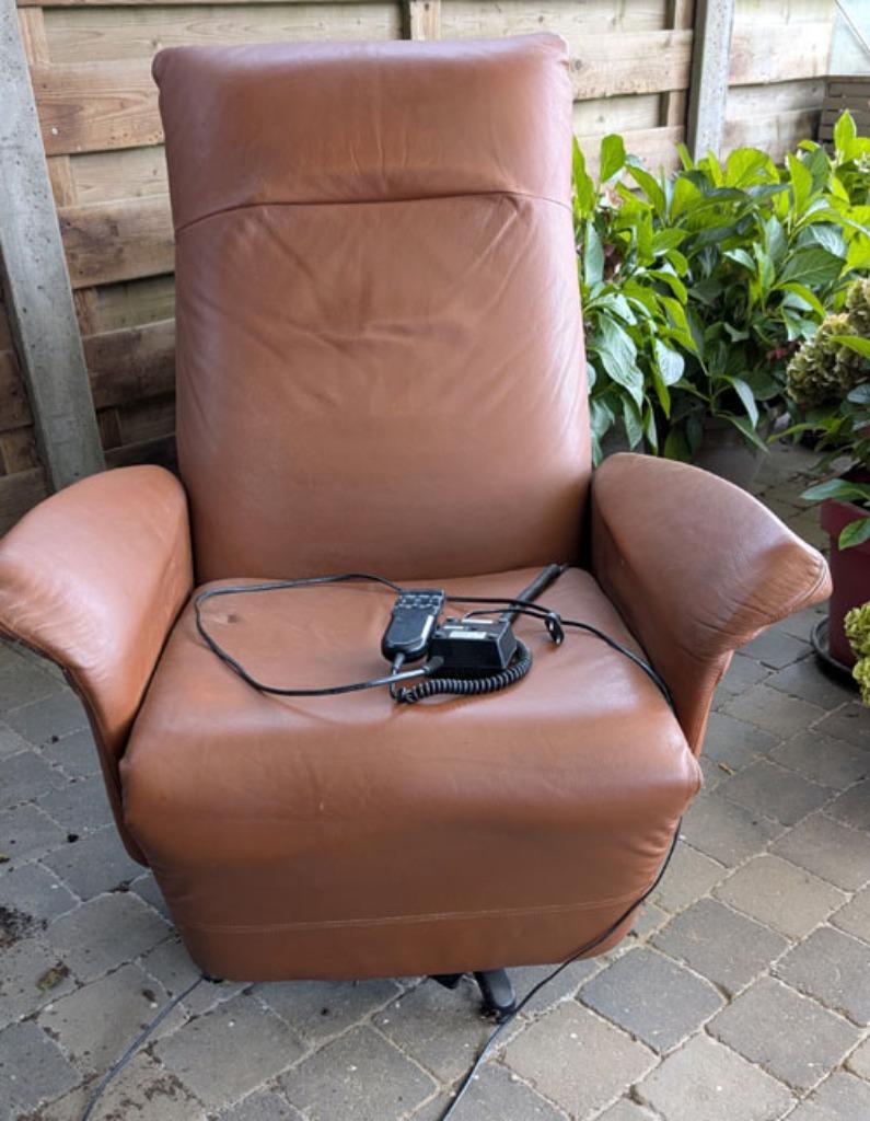 Relaxzetel leder, Ophalen, Gebruikt, Leer
