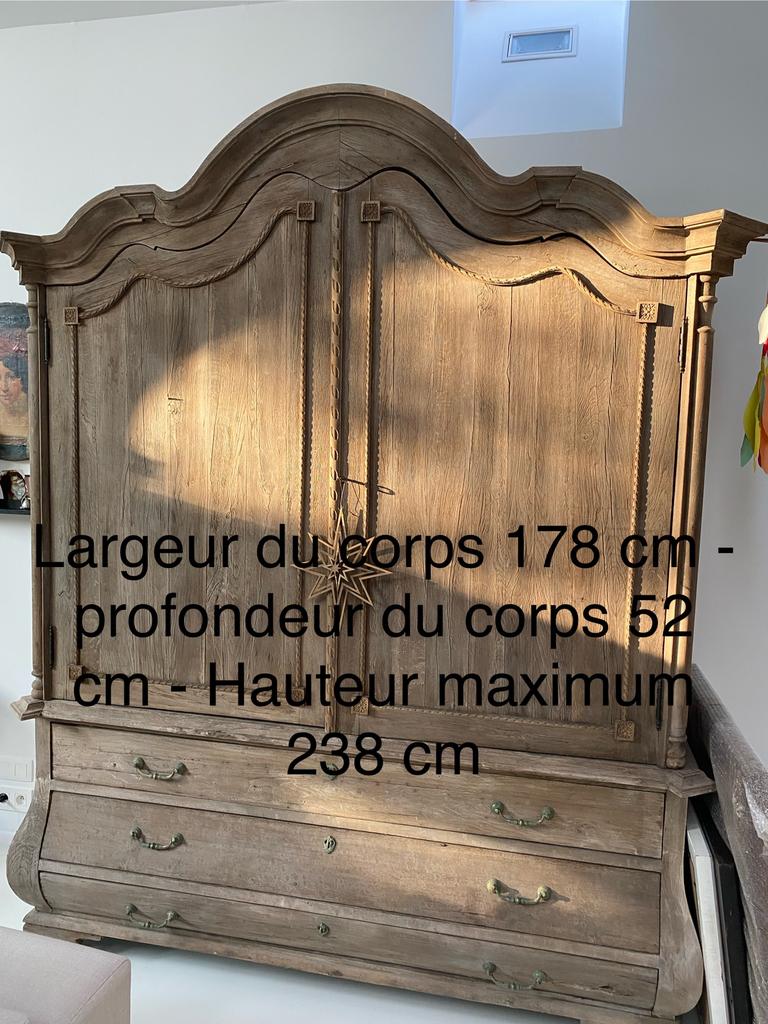 Meuble 2 corps chêne style Hollandais, Enlèvement, 50 à 100 cm, 200 cm ou plus