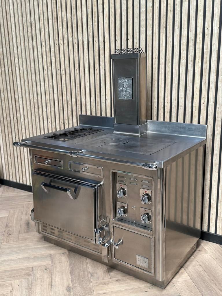 Belle cuisinière Molteni Inox 120cm + four à gaz, Electroménager, Cuisinières, Enlèvement ou Envoi, Gril, Gaz