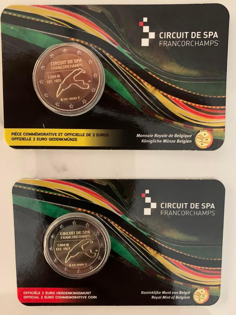 2 euro coincards belgie 2025 spa francorchamps B/E en F/D, Postzegels en Munten, Ophalen of Verzenden, België, 2 euro, Setje