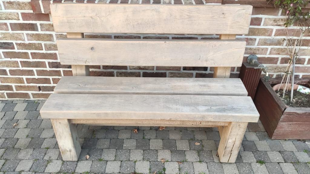 Tuinbank massief eiken hout, Tuin en Terras, Ophalen, Hout