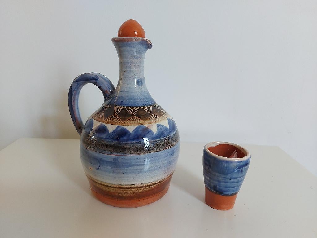 Kruik (kurk + glas) geëmailleerd terracotta, Ophalen