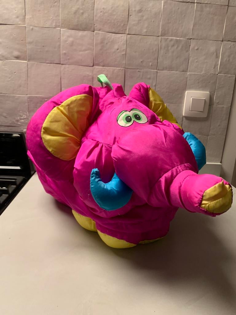 Vintage 1994 Fisher-Price Big Things éléphant rose en nylon, Enlèvement ou Envoi, Comme neuf