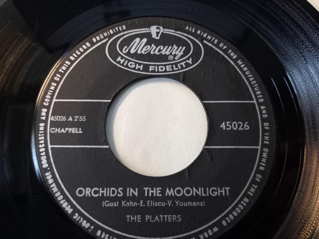 The Platters ‎– Orchids In The Moonlight / Roses Of Picardy, CD & DVD, Vinyles Singles, Utilisé, Single, Pop, 7 pouces, Enlèvement ou Envoi