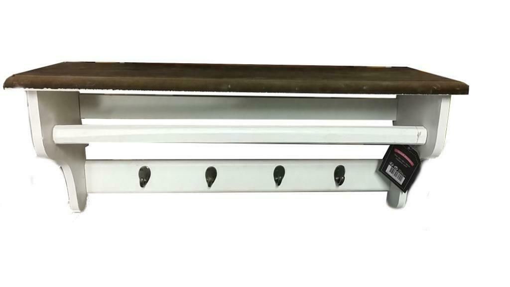 Nieuwe witte landelijke kapstok L 60 H 25 D 21, Ophalen of Verzenden, Nieuw, Hout, Wandkapstok