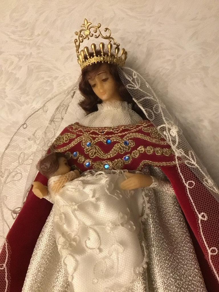 Maria en Jezus wassen beeld onder stolp, Antiek en Kunst, Ophalen of Verzenden